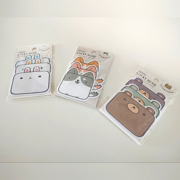 Rabbit, dog, bear kawaii sticky notes set - Picture 3 of 7